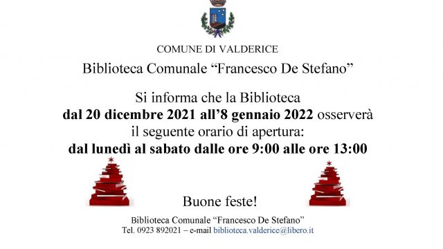 Orari Biblioteca Comunale 20 dicembre-8 gennaio