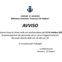 AVVISO BIBLIOTECA COMUNALE